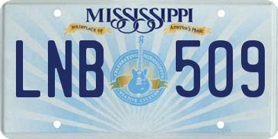 MS license plate LNB509