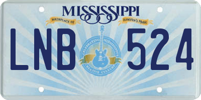 MS license plate LNB524