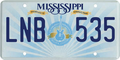 MS license plate LNB535