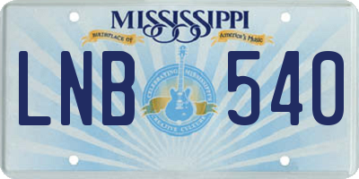 MS license plate LNB540