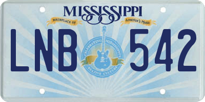 MS license plate LNB542