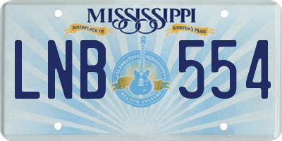 MS license plate LNB554