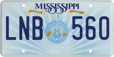 MS license plate LNB560