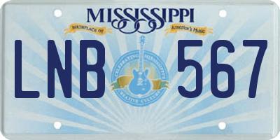 MS license plate LNB567
