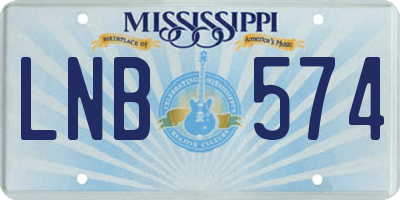 MS license plate LNB574