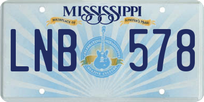 MS license plate LNB578