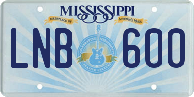 MS license plate LNB600