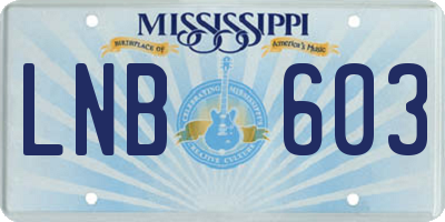MS license plate LNB603