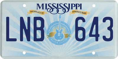 MS license plate LNB643