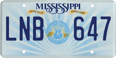 MS license plate LNB647