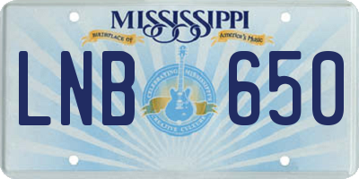 MS license plate LNB650