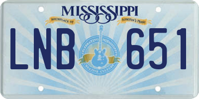MS license plate LNB651