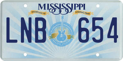 MS license plate LNB654