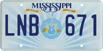 MS license plate LNB671