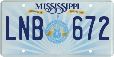 MS license plate LNB672