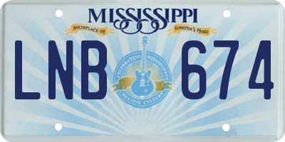 MS license plate LNB674