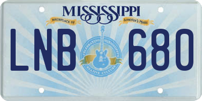 MS license plate LNB680