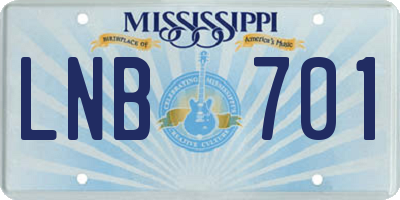 MS license plate LNB701