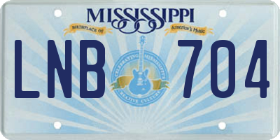 MS license plate LNB704