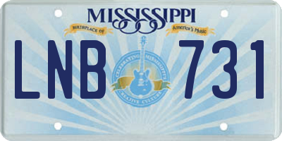 MS license plate LNB731
