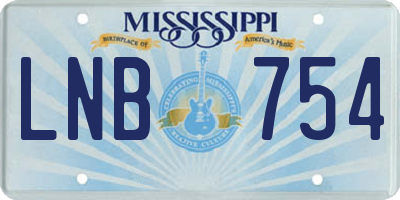 MS license plate LNB754