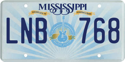 MS license plate LNB768