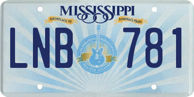 MS license plate LNB781