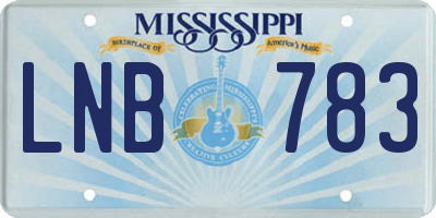 MS license plate LNB783