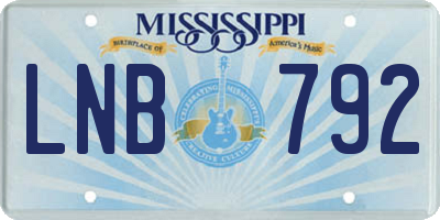 MS license plate LNB792
