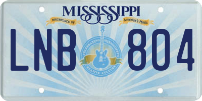 MS license plate LNB804