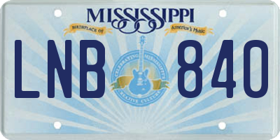 MS license plate LNB840