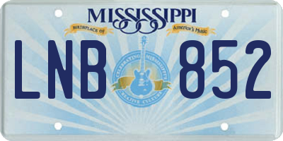 MS license plate LNB852