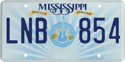 MS license plate LNB854