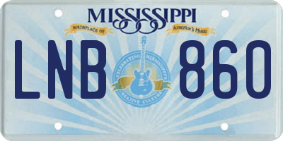 MS license plate LNB860