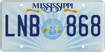 MS license plate LNB868