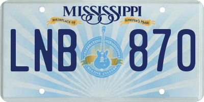 MS license plate LNB870