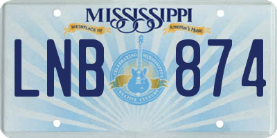 MS license plate LNB874