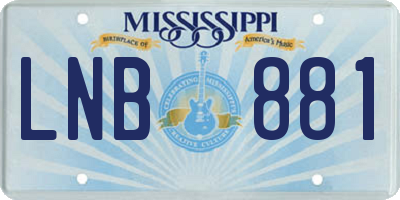 MS license plate LNB881