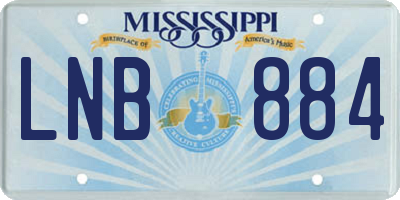 MS license plate LNB884
