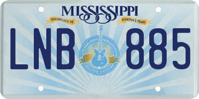 MS license plate LNB885