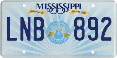MS license plate LNB892