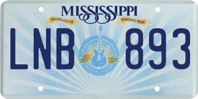 MS license plate LNB893