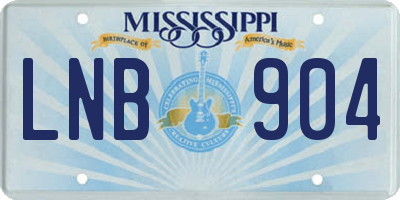 MS license plate LNB904
