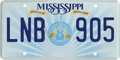 MS license plate LNB905