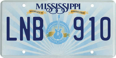 MS license plate LNB910