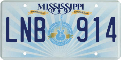 MS license plate LNB914