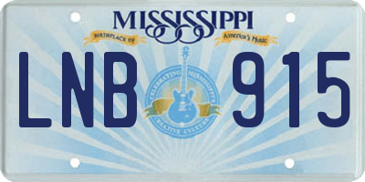 MS license plate LNB915