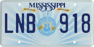 MS license plate LNB918
