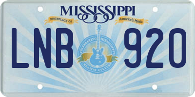 MS license plate LNB920