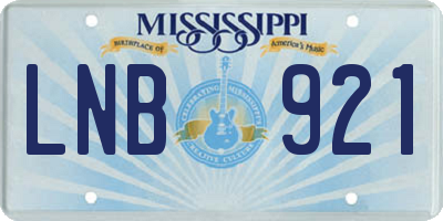 MS license plate LNB921